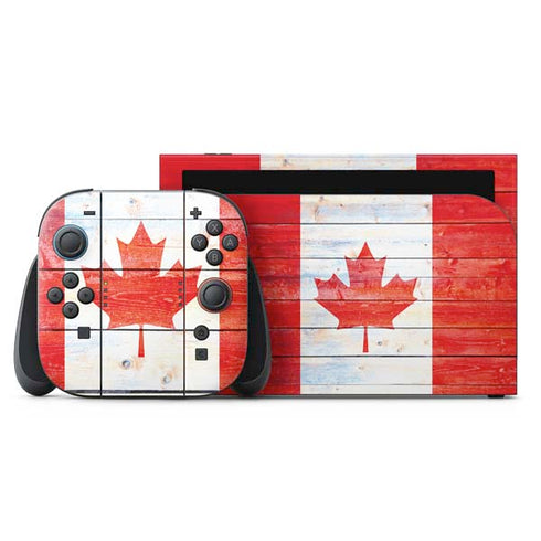 Canada Flag Light Wood Nintendo Skins